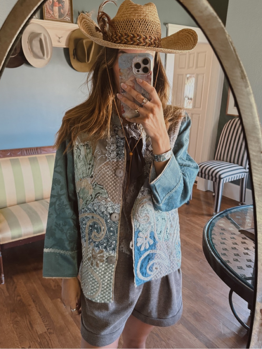 Vintage Flashback Jacket Boho Artsy Victorian 20s Jacquard Embroidered Lace‎